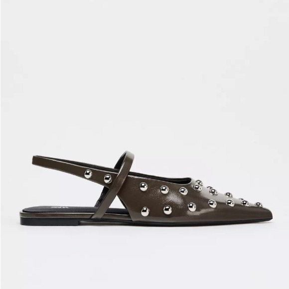 Zara Studded Gray Women's Flat Slingbacks - Picture 8 of 8